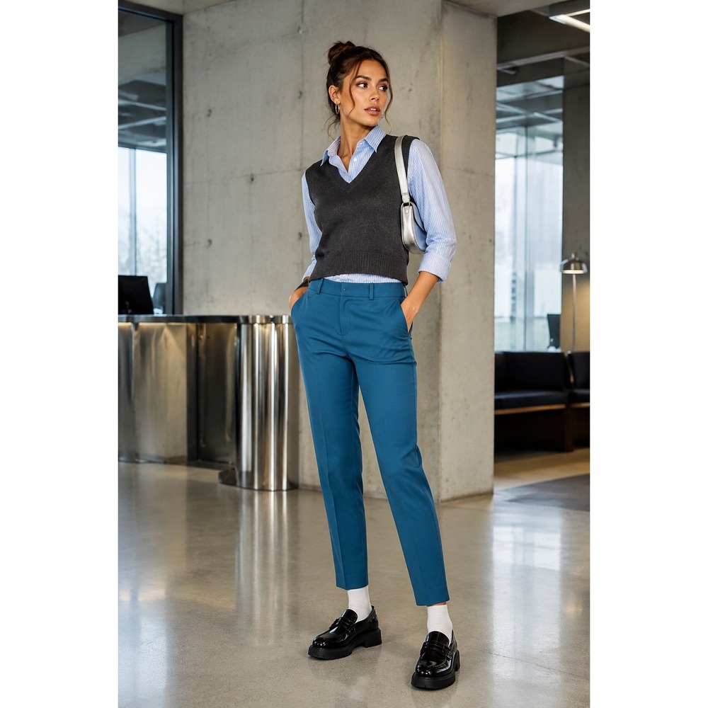 Ann Taylor LOFT Marisa Skinny Ankle Pants Teal Blue Size 10 Professional Pants